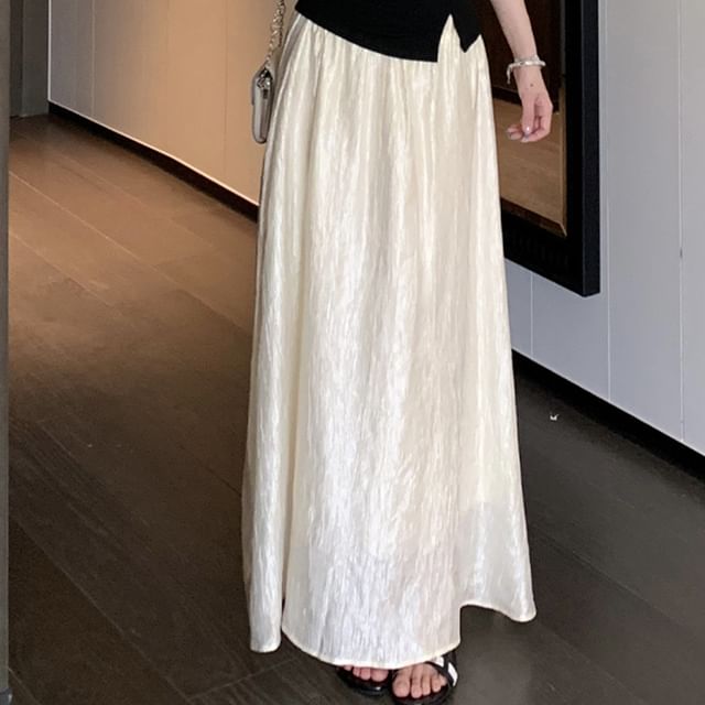 Mandarin Collar Two Tone Lace Top & Maxi Skirt