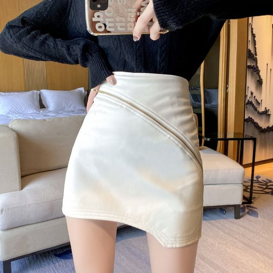 High Waist Plain Mini Skirt
