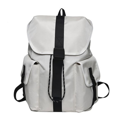 Nylon Plain Buckled Backpack Drawstring Unisex