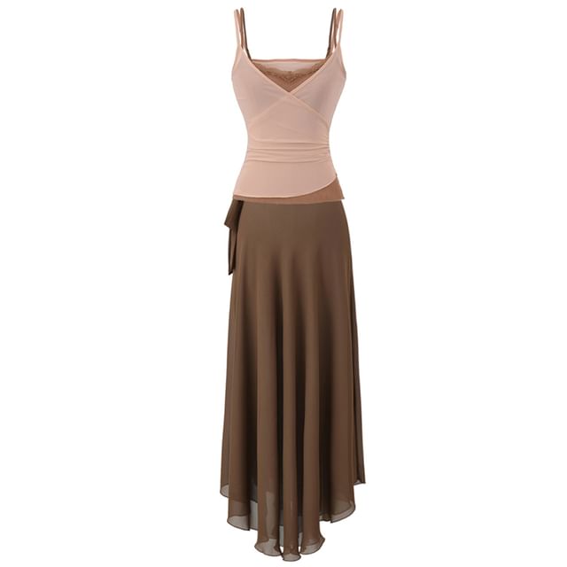 Camisole Top & High Waist Maxi Skirt