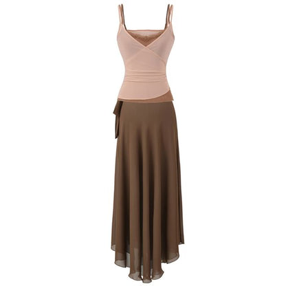 Camisole Top & High Waist Maxi Skirt