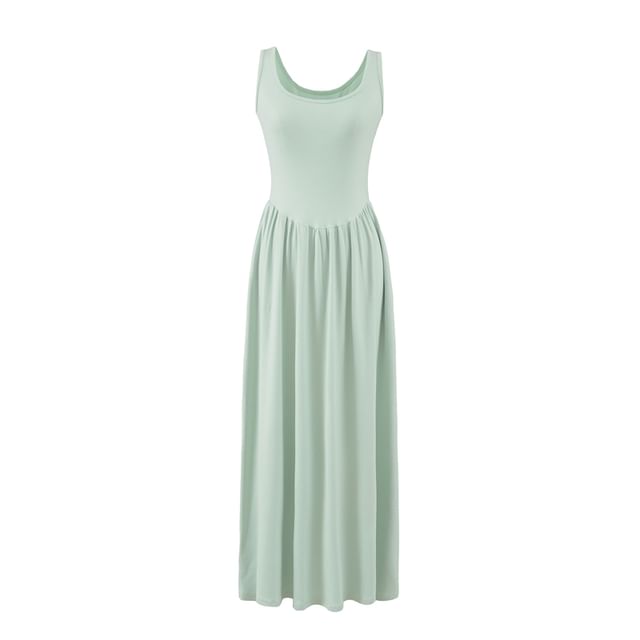 Plain A-Line Dress Sleeveless Maxi