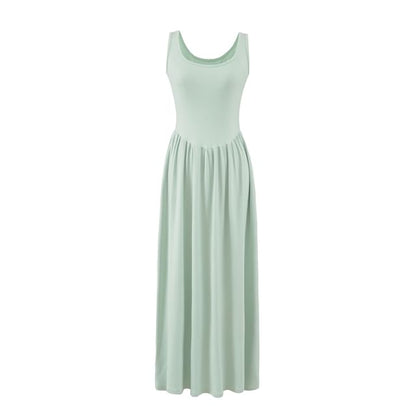 Plain A-Line Dress Sleeveless Maxi