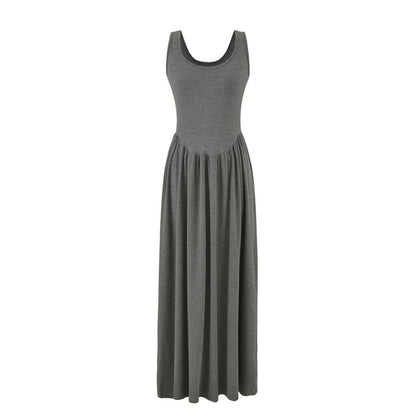 Plain A-Line Dress Sleeveless Maxi