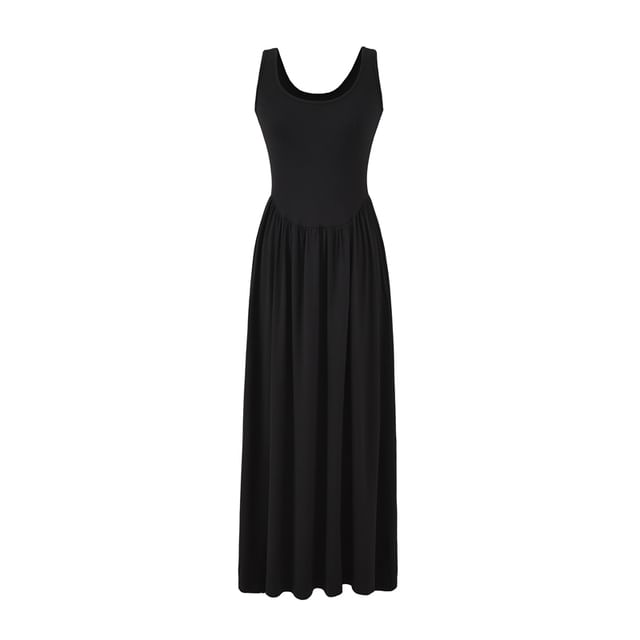 Plain A-Line Dress Sleeveless Maxi