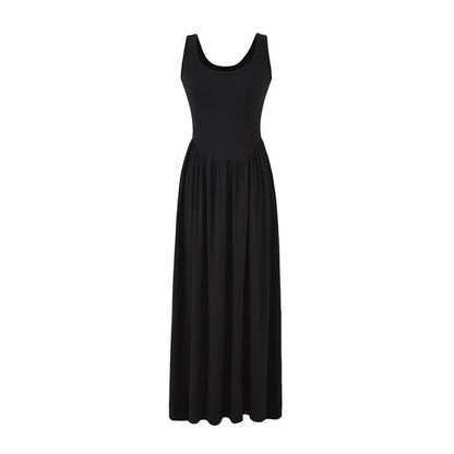 Plain A-Line Dress Sleeveless Maxi
