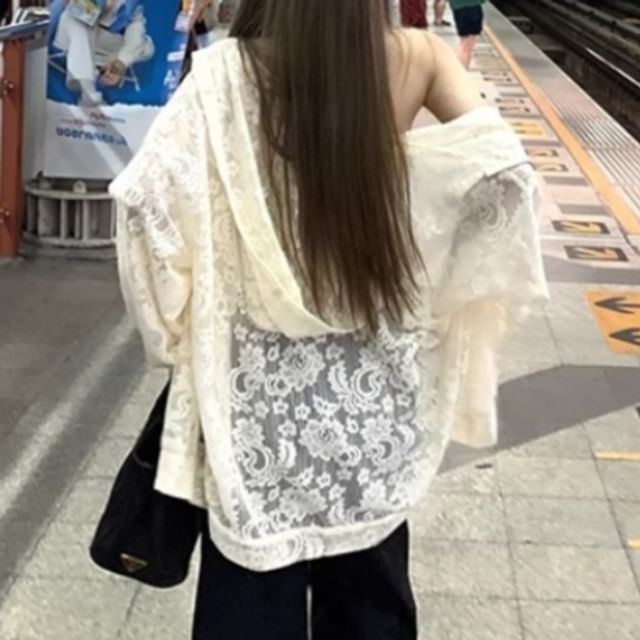Hooded Lace Zip Jacket