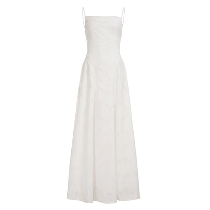 Spaghetti Strap Midi A-Line Lace Dress