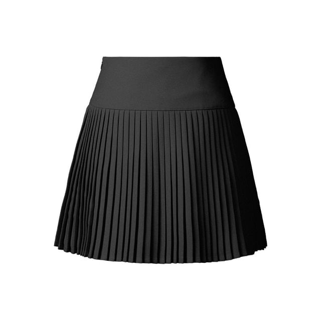 Solid Mini Pleated Skirt with High Waist