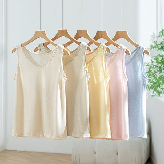 Solid V-Neck Sleeveless Tank