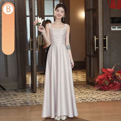 Maxi Bridesmaid Plain A-Line Dress