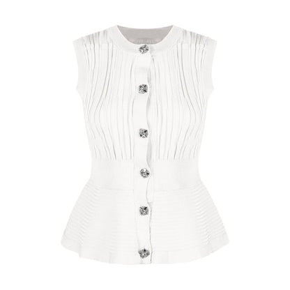 Round Neck Peplum Top & Tiered Mesh Maxi Skirt Set