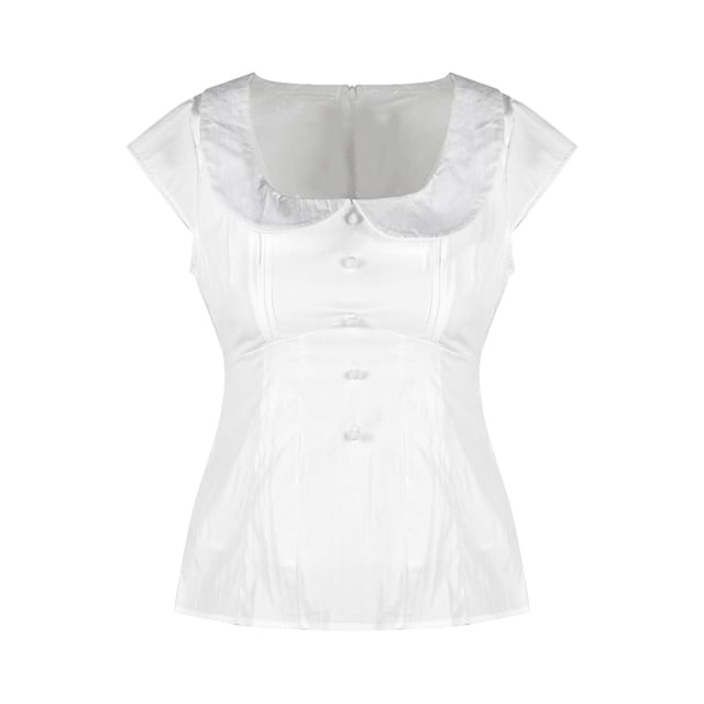Collared Cap Sleeve Blouse with Pencil Mini Skirt