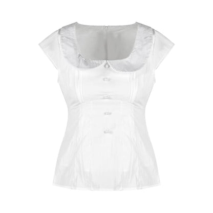 Collared Cap Sleeve Blouse with Pencil Mini Skirt