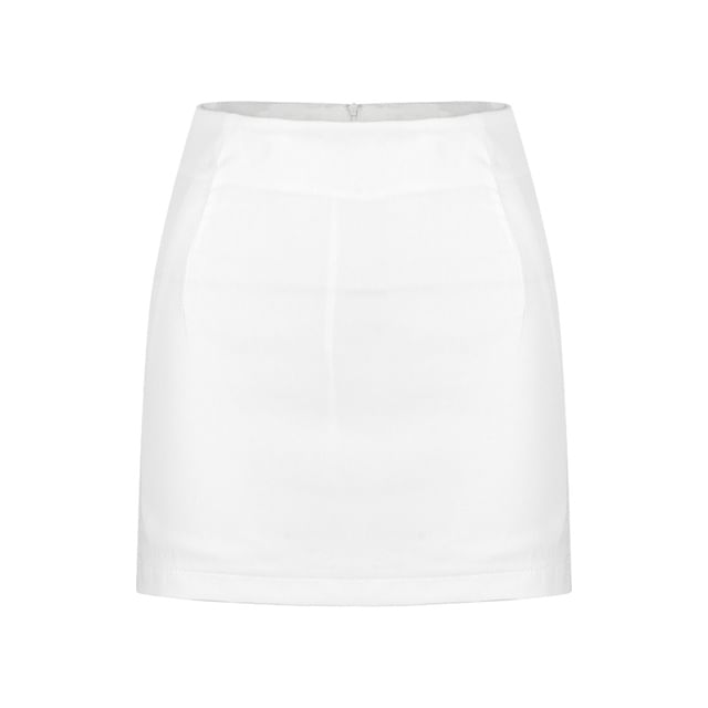 Collared Cap Sleeve Blouse with Pencil Mini Skirt