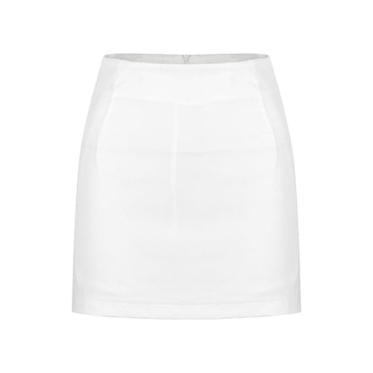 Collared Cap Sleeve Blouse with Pencil Mini Skirt
