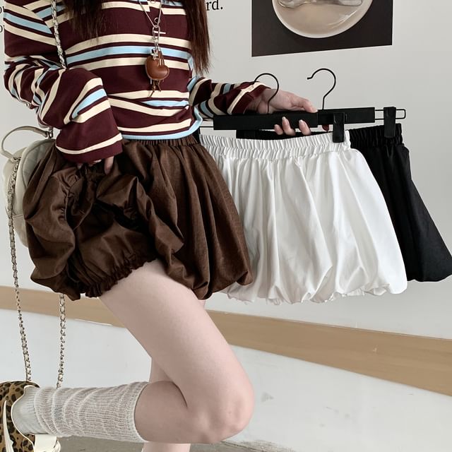 Elastic Waist Bubble A-Line Mini Skirt