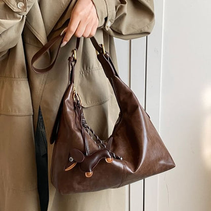 Crossbody Plain With Faux Leather Charm Bag