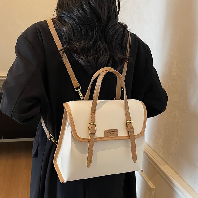 Faux Backpack Leather Flap
