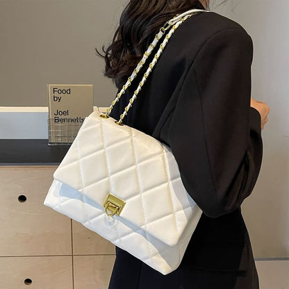 Bag Faux Flap Plain Crossbody Quilted Leather