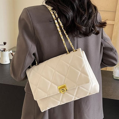 Bag Faux Flap Plain Crossbody Quilted Leather