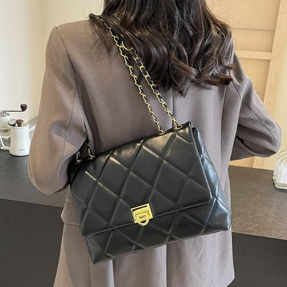 Bag Faux Flap Plain Crossbody Quilted Leather