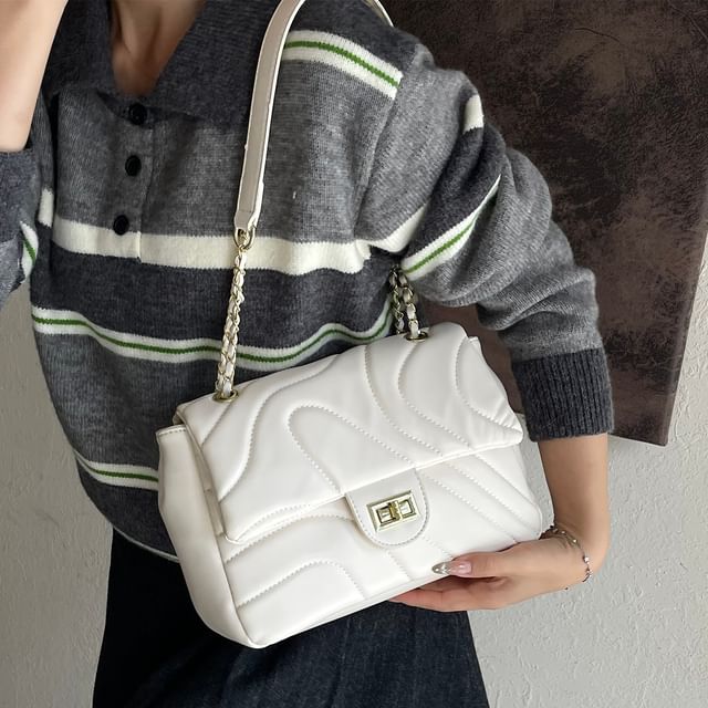 Plain Faux Leather Bag Quilted Crossbody Flap