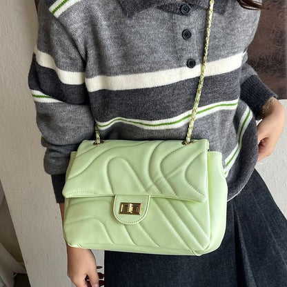 Plain Faux Leather Bag Quilted Crossbody Flap