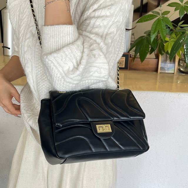 Plain Faux Leather Bag Quilted Crossbody Flap