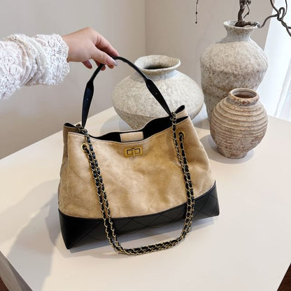 Bag Crossbody Suede Chain Faux Tote Quilted Strap