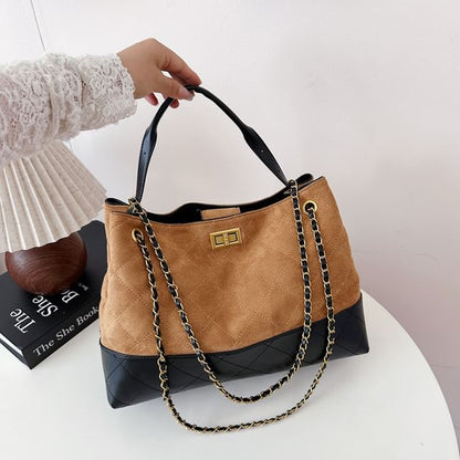 Bag Crossbody Suede Chain Faux Tote Quilted Strap