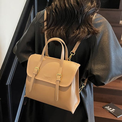 Faux Backpack Leather Flap