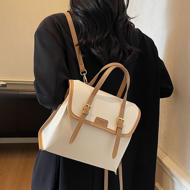 Faux Backpack Leather Flap