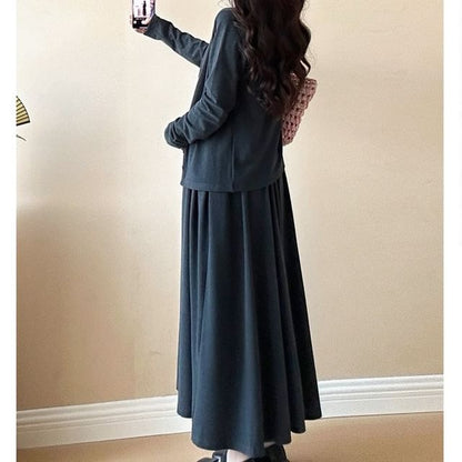 Cami Top and Cardigan with Maxi Skirt Set