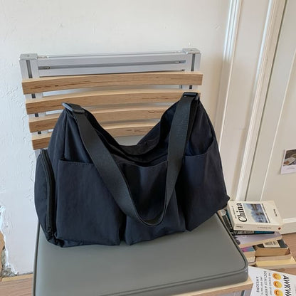 Plain Zip Shoulder Bag