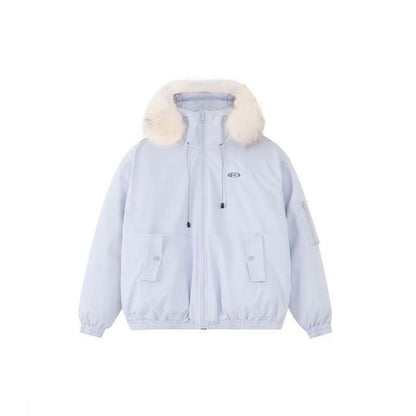 Furry Trim Hooded Padded Zip-Up Jacket
