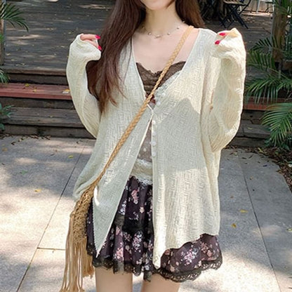 V-Neck Solid Lightweight Cardigan