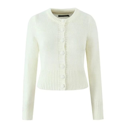 Long Sleeve Crew Neck Solid Cardigan