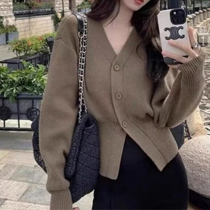 V-Neck Solid Cardigan