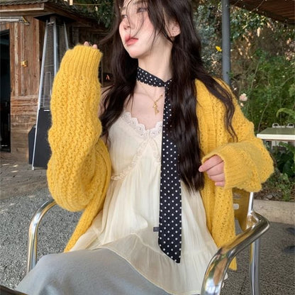 V-Neck Solid Pointelle Cardigan