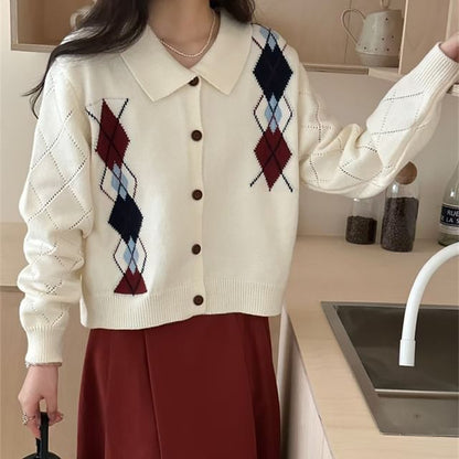 Argyle Collared Cardigan