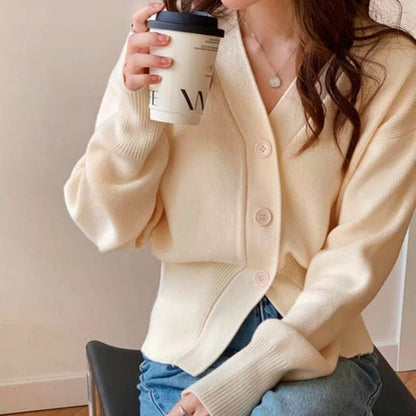 V-Neck Solid Cardigan