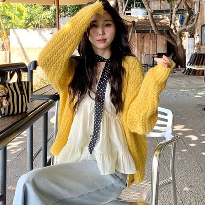 V-Neck Solid Pointelle Cardigan