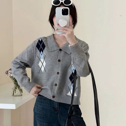 Argyle Collared Cardigan