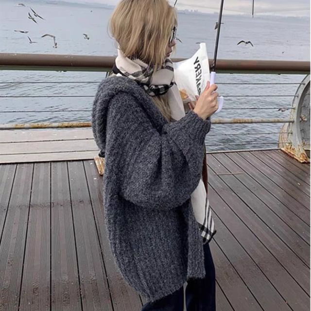 Hooded Open Front Cardigan
