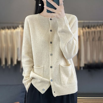 Solid Button-Front Cardigan