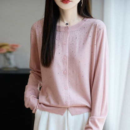 Rhinestone Button-Front Cardigan