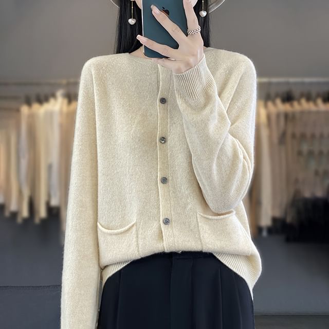 Solid Button-Front Cardigan