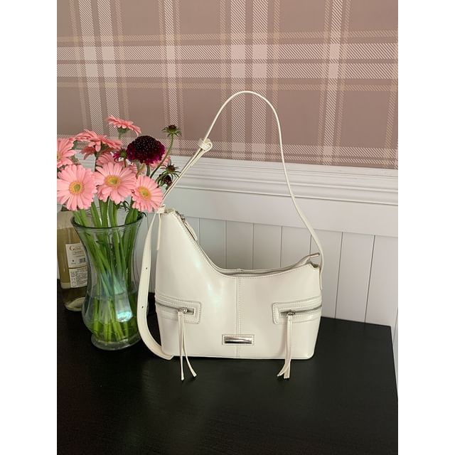 Plain Faux Leather Shoulder Bag