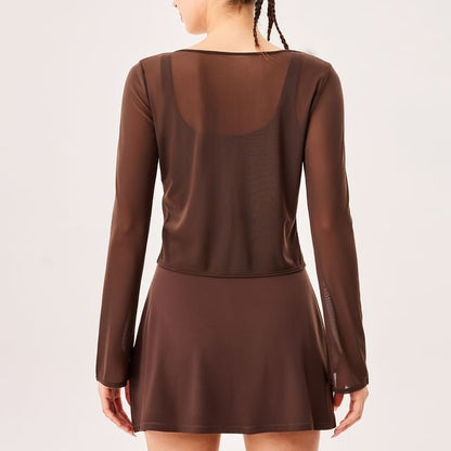 Sports Set: Tank Top, Mini A-Line Skirt, and Button-Up Cardigan